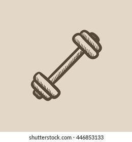 Icono de esbozo de vector de timbre aislado en el fondo. Hand dibujó el icono de Dumbbell. Icono de boceto de timbre para infografía, sitio web o aplicación.