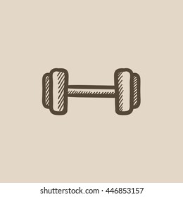 Icono de esbozo de vector de timbre aislado en el fondo. Hand dibujó el icono de Dumbbell. Icono de boceto de timbre para infografía, sitio web o aplicación.