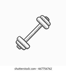Icono de esbozo de vector de timbre aislado en el fondo. Hand dibujó el icono de Dumbbell. Icono de boceto de timbre para infografía, sitio web o aplicación.