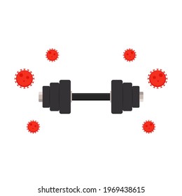 Dumbbell and Virus vector. Covid-19 on Dumbbell. 