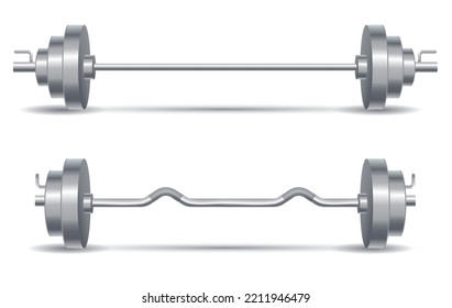 Dumbbell weight gym fitness barbell training sport isolated set. Vector graphic design illustration