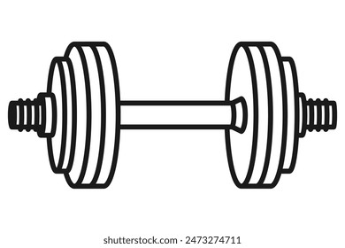 Dumbbell for weight lifting at the gym line art vector