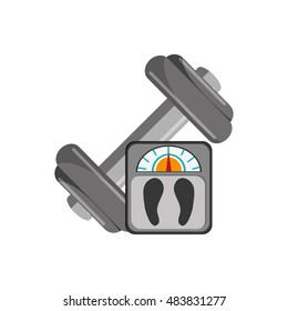 dumbbell and weight scale  icon 