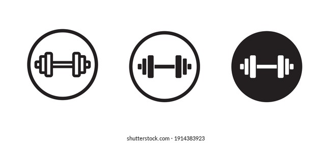 Dumbbell, Weights, barbell, Sports gym, bodybuilding icons button, vector, sign, symbol, logo, illustration, editable stroke, flat design style isolated on white linear pictogram