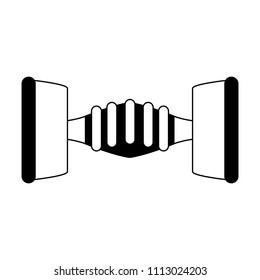 Dumbbell weights isolated in black and white