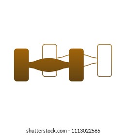 Dumbbell weights isolated in orange lines
