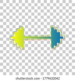 Dumbbell weights sign. Blue to green gradient Icon with Four Roughen Contours on stylish transparent Background. Illustration.
