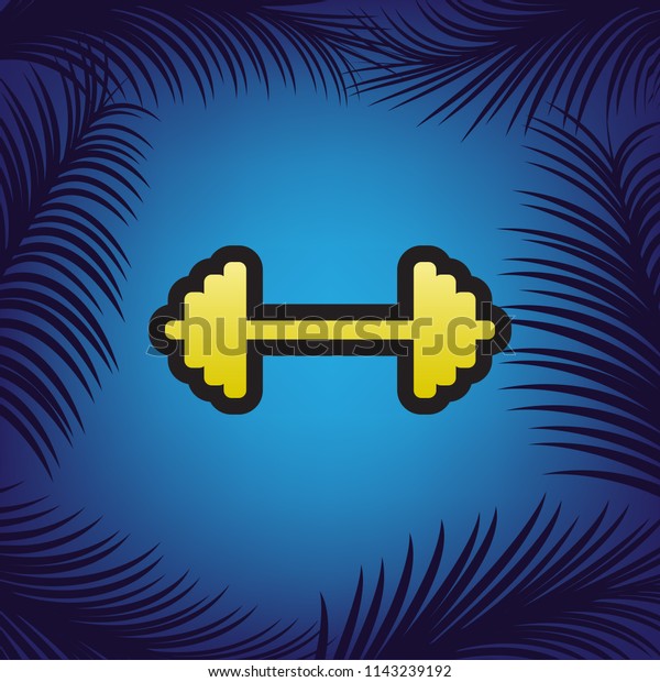 Dumbbell Weights Sign Vector Golden Icon Stock Vector (Royalty Free