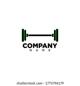Dumbbell weights symbol or exercise icon in black on isolated white background