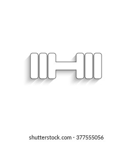 Dumbbell - white vector icon  with shadow