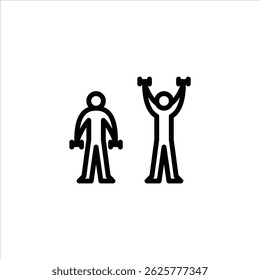 dumbbell workout outline icon. workout move line art illustration.