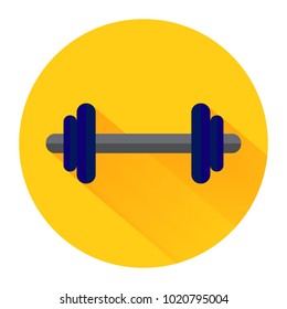 Dumbbell wtih shadow on yellow background