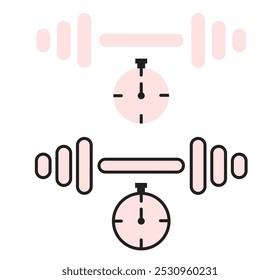 Dumbbells and alarm clock vector set, perfect for fitness, time management, and gym designs.