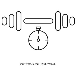 Pesas de gimnasia y juego de Vectores de despertador, perfecto para fitness, gestión del tiempo y diseños de gimnasio.