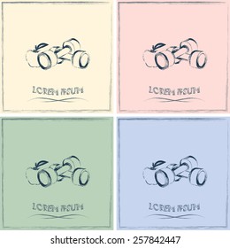 Dumbbells with apple; the Concept of the Fitness Vector illustra