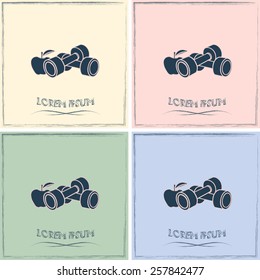 Dumbbells with apple; the Concept of the Fitness Vector illustra