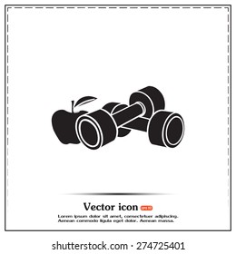 Dumbbells with apple; the Concept of the Fitness Vector illustration