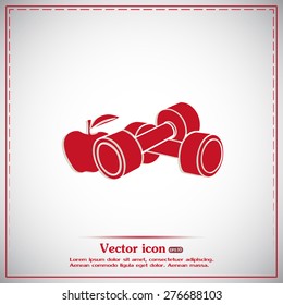 Dumbbells with apple; the Concept of the Fitness Vector illustra
