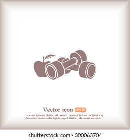 Dumbbells with apple; the Concept of the Fitness Vector illustra