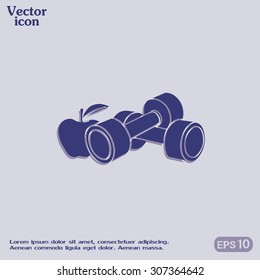 Dumbbells with apple; the Concept of the Fitness Vector illustra