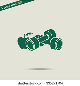 Dumbbells with apple; the Concept of the Fitness Vector illustra
