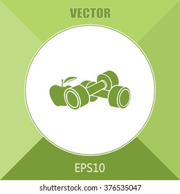 Dumbbells with apple; the Concept of the Fitness Vector illustra