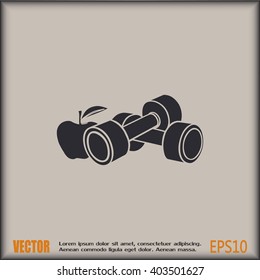 Dumbbells with apple; the Concept of the Fitness Vector illustra