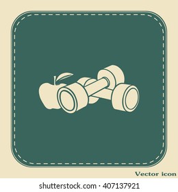 Dumbbells with apple; the Concept of the Fitness Vector illustra