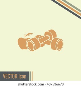 Dumbbells with apple; the Concept of the Fitness Vector illustra