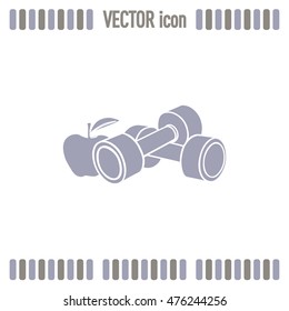 Dumbbells with apple; the Concept of the Fitness Vector illustra