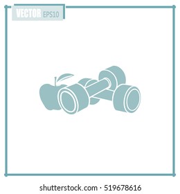 Dumbbells with apple; the Concept of the Fitness Vector illustra