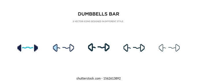 dumbbells bar icon in different style vector illustration. two colored and black dumbbells bar vector icons designed in filled, outline, line and stroke style can be used for web, mobile, ui