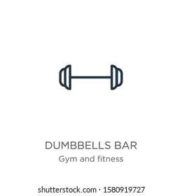 Dumbbells bar icon. Thin linear dumbbells bar outline icon isolated on white background from gym and fitness collection. Line vector sign, symbol for web and mobile