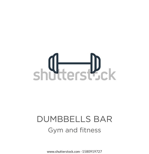 Dumbbells bar icon. Thin linear\
dumbbells bar outline icon isolated on white background from gym\
and fitness collection. Line vector sign, symbol for web and\
mobile
