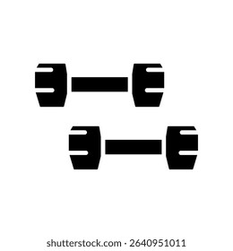 dumbbells black glyph icon for digital and print projects.  Minimal clean icons for apps and websites. Modern simple icons for UI UX and branding