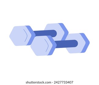 Dumbbells, blue gym equipment for healthy training of strength vector illustration