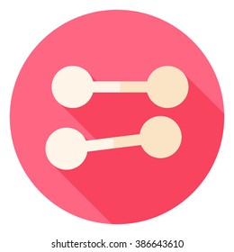 Dumbbells Circle Icon. Flat Design Vector Illustration with Long Shadow. Sport Activity and Fitness Lifestyle Symbol.