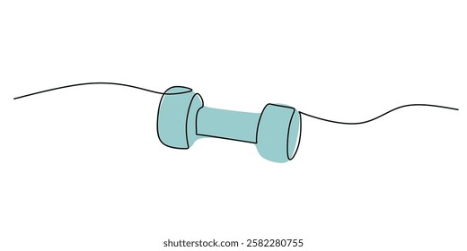 Dumbbells in continuous line drawing. Minimalist fitness equipment for strength training, gym workouts, and bodybuilding. Vector illustration hand drawn.