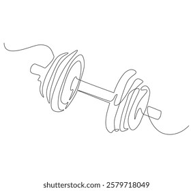 Dumbbells continuous line. Continuous one line drawing dumbbells for exercise. Gym, fitness concept. Single line drawing

