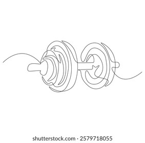 Dumbbells continuous line. Continuous one line drawing dumbbells for exercise. Gym, fitness concept. Single line drawing
