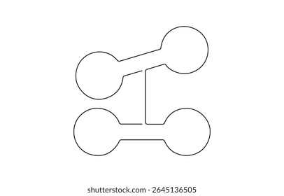 Dumbbells continuous line. Continuous one line drawing dumbbells for exercise, Barbell gym equipment drawing of dumbbell in continuous one line style. 