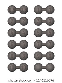 Dumbbells of different weight. Vector illustration. Sports equipment