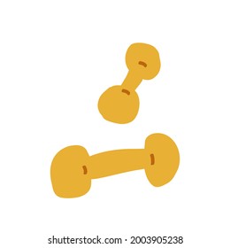 Dumbbells doodle logo icon sign Sport fitness equipment symbol Hand drawn sketch Game design Cartoon children's style Fashion print clothes apparel greeting invitation card cover flyer poster banner