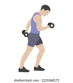 
Dumbbells exercise flat icon design, bicep muscles 
