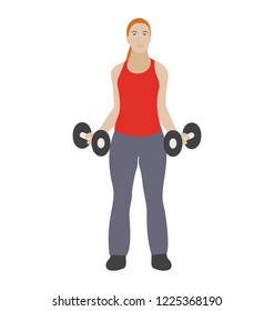 
Dumbbells exercise flat icon design, bicep muscles 

