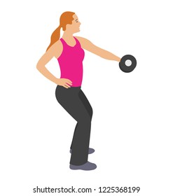 
Dumbbells exercise flat icon design, bicep muscles 

