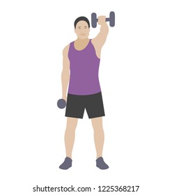 
Dumbbells exercise flat icon design, bicep muscles 
