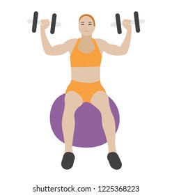 
Dumbbells exercise flat icon design, bicep muscles 
