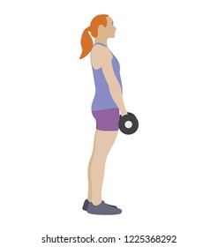 
Dumbbells exercise flat icon design, bicep muscles 
