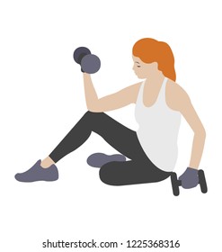 
Dumbbells exercise flat icon design, bicep muscles 
